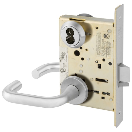 Sargent Storeroom or Closet Mortise Lock, LN Rose, J Lever, SFIC Prep Less Core, Satin Chrome 70-8204 LNJ 26D