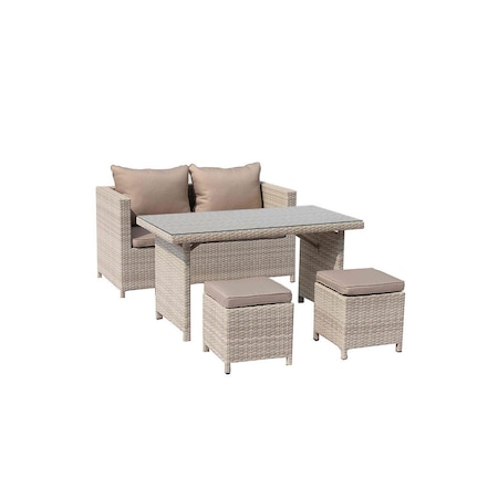 Homeroots 50" Beige Glass And Iron Coffee Table 372171