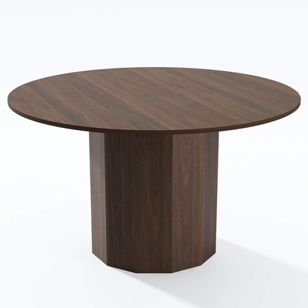 Homeroots 52" Brown Wood Pedestal Base Round Top Dining Table 720952