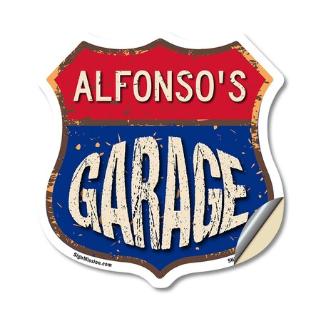 Signmission Alfonso's Garage, 18 Inch X 18 Inch, Vinyl Decal SHI-D-18-383-ALFONSO