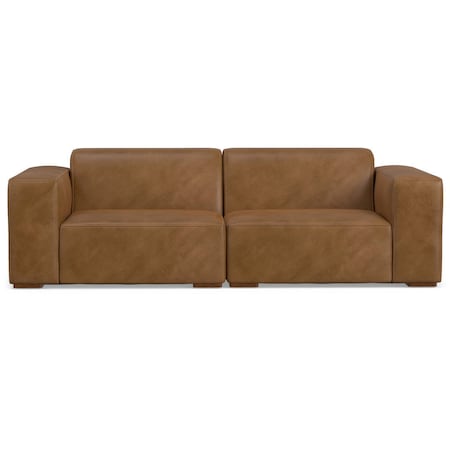 Homeroots 88" Brown Leather Modular Wood Sofa 641010