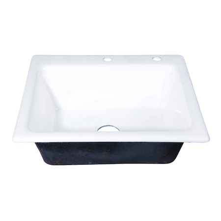 Kingston Brass 25" Cast Iron Self-Rimming Single Bowl Drop-In Kitchen Sink, 2-Hole, White GT252292