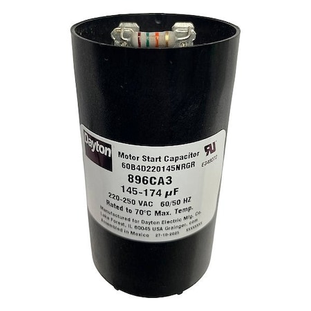 Dayton MotorStartCapacitorwithResistor, Round 896CA3