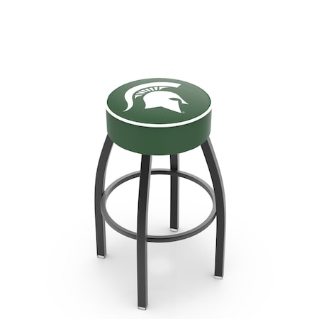 Holland Bar Stool Co 30" 4" Michigan State Cushion Seat, Blk Wrinkle Base Swivel Bar Stool L8B130MichSt