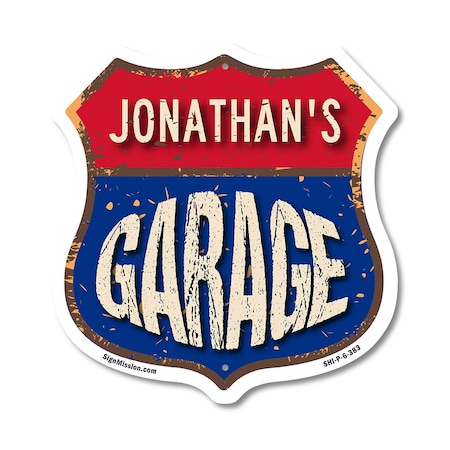 Signmission Jonathan's Garage, 6 Inch X 6 Inch, Plastic Sign SHI-P-6-383-JONATHAN