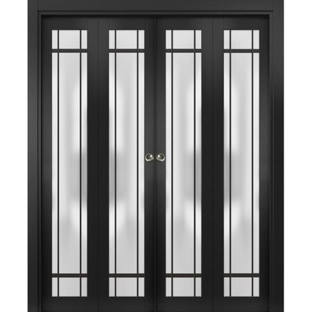 Sartodoors Sliding Closet Double Bi-fold Doors Planum 2112 Black Solid Core Modern Interior PLANUM2112DBF-BLK-96 x 80 (4* 24x80)