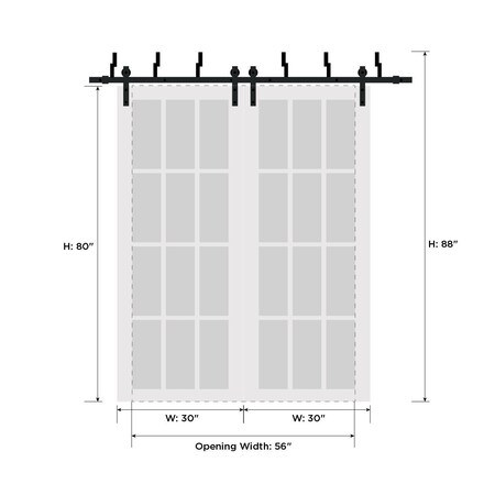 Sartodoors Closet Bypass Interior Door, 48" x 84", Gray QUADRO4055BBB-WS-60