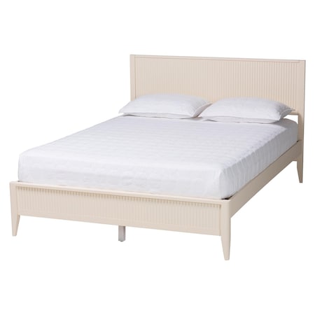 Baxton Studio Primrose Mid-Century Ivory Fluted Wood King Size Platform Bed 249-13819-ZORO