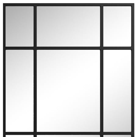 Homeroots 39" Black Iron Window Pane Geometric Framed Accent Mirror 691630