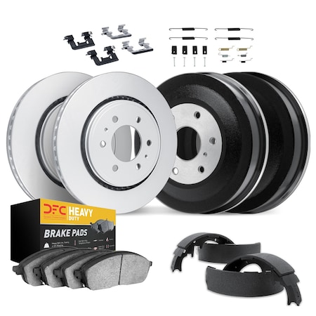 Dynamic Friction Co DFC GEOSPEC Coated Rotor- Heavy Duty Brake Pad includes Hardware and Adjuster 4284-48005