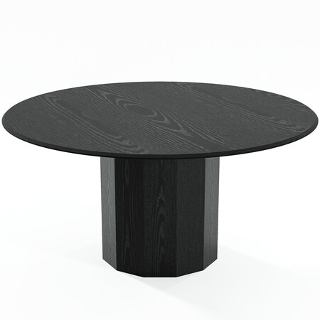 Homeroots 60" Black Solid Wood Pedestal Base Round Top Dining Table 721057