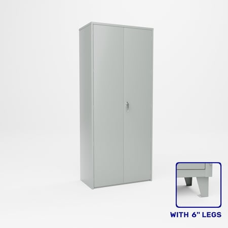 Pucel Heavy Duty Storage Cabinet with 6 in Legs, 36 in W x 19 in D x 90 in H, Gray HDSC-3684-19-4L