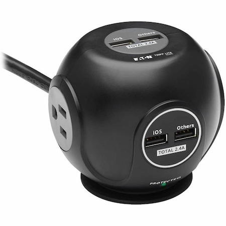 Tripp Lite OutletStrip, Black, 3-5/16in, 3Outlets TLP36USB