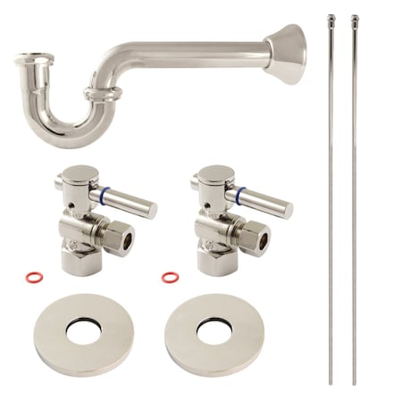 Kingston Brass Bathroom Plumbing Supply Kit, 1/2" NPT Female Inlet x 3/8" O.D. Compression Outlet, Polished Nickel KPK406