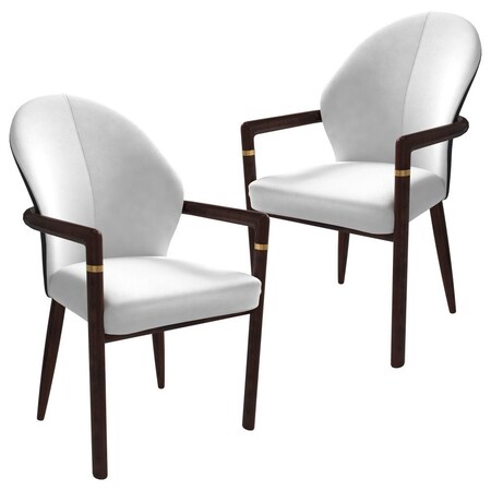 Leisuremod Opaline Series Elegant Wooden Dining Chair in Black Velvet and White, 2PK OC24BLW2