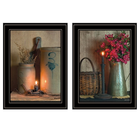 Homeroots Set Of Two Country Candlelight Black Framed Print Wall Art, 2PK 407086
