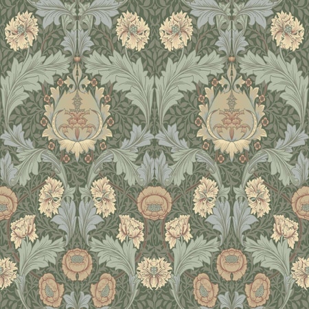 A-Street Prints Myrtle Sea Green Floral Ogee Wallpaper 4171-82059