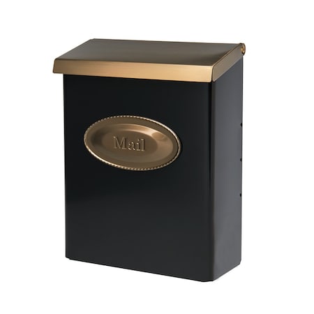 Architectural Mailboxes Designer Locking Wall-Mount, Black w/Brushed Brass DVKGB00AM