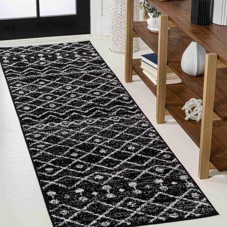 Jonathan Y Aksil Moroccan Beni Souk Black/Cream 2 ft. x 8 ft. Runner Rug MOH208E-28