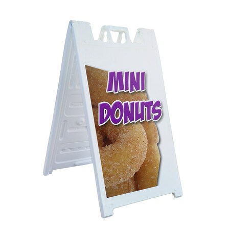 Signmission Mini Donuts, A-Frame & 2 Decals Installed, Heavy-Duty Plastic Frame SBHD-D-2436-Mini Donuts