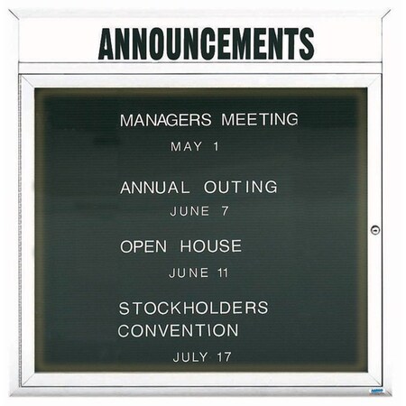 Aarco Illuminated Enclosed Letter Board Directory w/ Powder Coated White Al Frame and Header, 36''Hx36''W ADC3636HIW