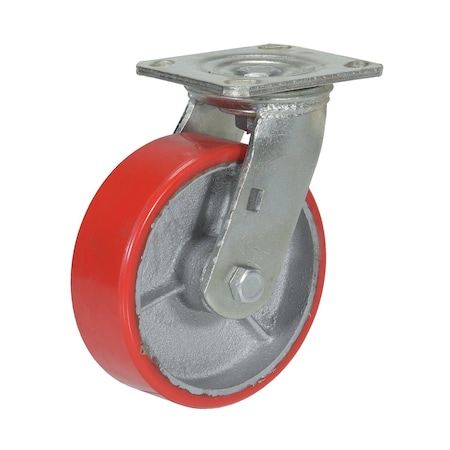 Vestil Polyurethane Swivel Caster 6 In. Diameter x 2 In. Width 772 Lb. Capacity Red CST-PU-6X2-S