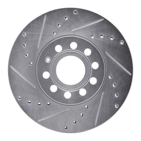 Dynamic Friction Co DFC Brake Rotor - Drilled and Slotted - Silver 631-74028L