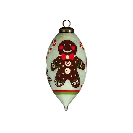 Homeroots Festive Glitter Gingerbread Man Hand Painted Mouth Blown Glass Ornament 477467