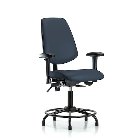 Blue Ridge Ergonomics Desk Chair Adjustable Arms, 18" to 23" Height, Vinyl, Imperial Blue BR-VDHCH-MB-RT-T1-A1-RG-8582
