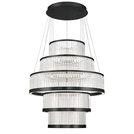 Euf Empra, Chandelier, 5-Light, 47", Matte Black, Clear Crystal 49350-029