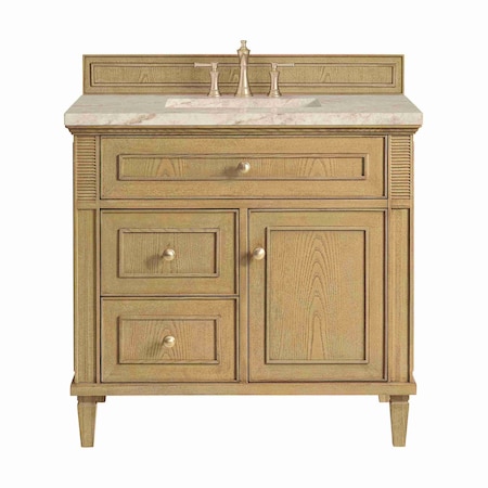 James Martin Vanities Lorelai 36" Single Vanity, Light Natural Oak, w/ 3 CM Tajnar Eclos Top 424-V36-LNO-3TJR