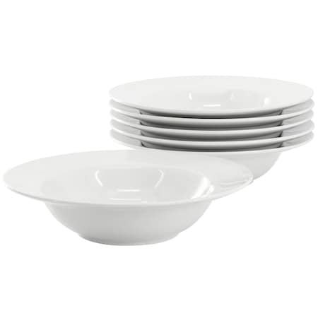 Our Table Simply White 6 Piece 8.7in Porcelain Soup Bowl Set in White 133009.01