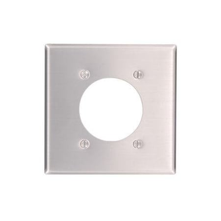 Leviton Receptacle Wall Plate, Number of Gangs: 2 Aluminum, Silver 83026