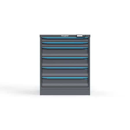 Strong Hold 6 drawer cabinet - (2x 2ft, 4x 5ft) - Blue accents - Electronic Lock S3036-PPRAS-0606FS