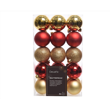 Decoris Gold/Red Assorted Shatterproof Ornaments 9020076