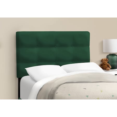 Monarch Specialties Bed, Twin Size, Upholstered, Bedroom, Frame Only, Youth, Teen, Juvenile, Green Velvet, Transitional I 5917T
