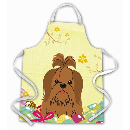 Carolines Treasures Easter Eggs Shih Tzu Silver Chocolate Apron BB6086APRON