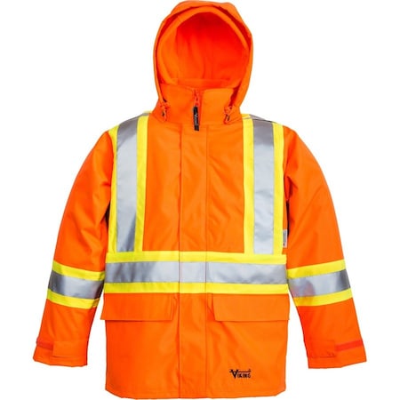 Viking 3-in-1 Tri-Zone Rain Jacket, 300 Denier Polyester/PVC, Class 3 Type R, Orange, L 6400JO-L