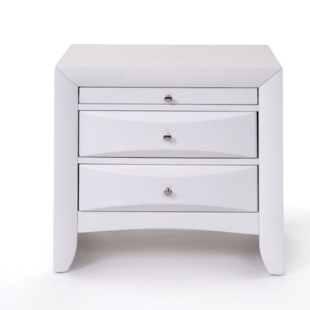 Homeroots Elegant White 3 Drawer Nightstand 285871