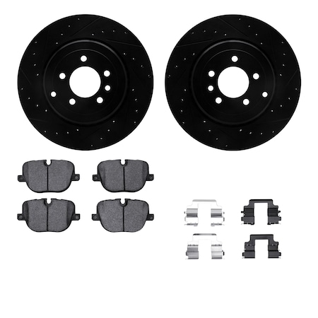 Dynamic Friction Co DFC Rotors-Drilled & Slotted-Black w/ EURO 5000 Ceramic Brake Pads Incl Hdw 8612-11019