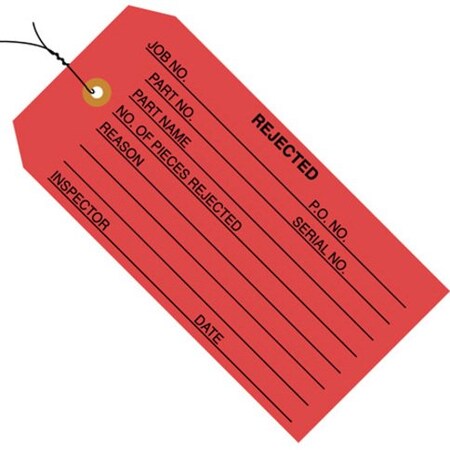 Box Packaging Global Industrial Inspection Tag inRejectedin Pre Strung #5 4-3/4inL x 2-3/8inW Red 1000/Pk G20032