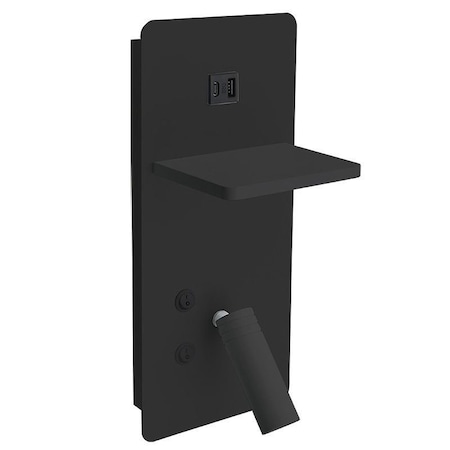 Westgate BEDSIDE READING LIGHT SURF.VERTICAL 3W, 7W NIGHT LIGHT, USB2 USBC, 30K, BK, 10W, 3000K, BLACK BRL-SV-BK