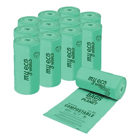 Myecoworld 3 gal Compostable Food Waste Bags, 0.71 mil, Green PSB-C-0227-R25 12P