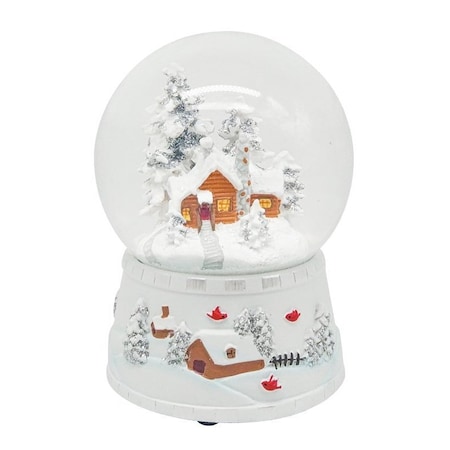 Santas Forest Farm House Water Snow Globe, 5.33 in H, Glass/Resin, White 92907