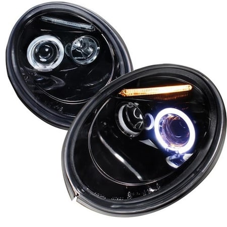 Overtime Projector Headlight Gloss Housing Smoke for 98 to 05 Volkswagen Beetle, Black - 10 x 19 x 22 in. OV2480956