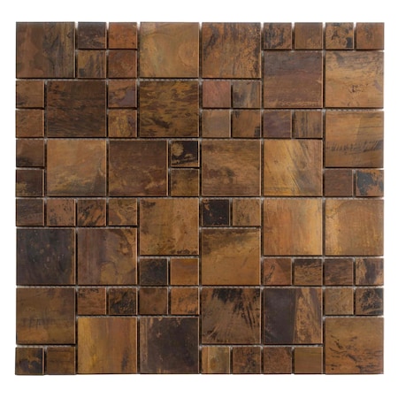 Apollo Tile Bronze 11.7 in x 11.7 in Metal Matte Floor and Wall Mosaic Tile 4.75 sqft/case, 5PK APLMM8801A