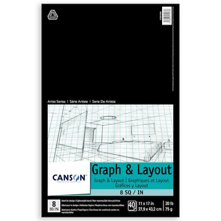 Canson Artist Series Graph & Layout Pad, Foldover Binding, 10 Sheet, 11x17 inch C100510885