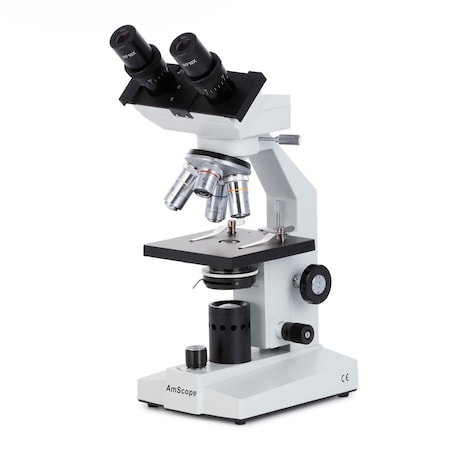 Amscope B100 Biological Binocular Compound Microscope 40X-2000X Magnification with LED, 1.3MP Camera B100B-M