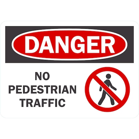 Lyle No Pedestrian Traffic (With Symbol), 10x7, Engineer Grade, White G-1546-ED_10x7
