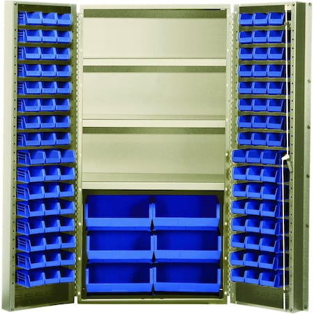 Quantum Storage Systems STORAGE BEIGE CABINET W/38 BLUE BINS QSC-BG-36S-38BL